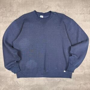 Vintage Russell Athletic Distressed Blue Crewneck Sweatshirt